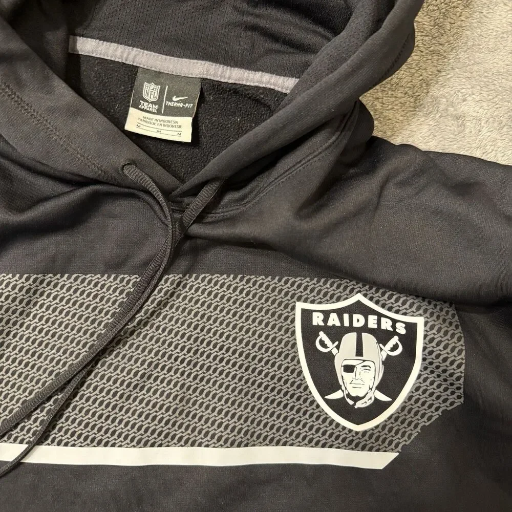 Nike Las Vegas Raiders Hoodie Mens Sz M NFL Football Therma-FIT Pullover Cold‎